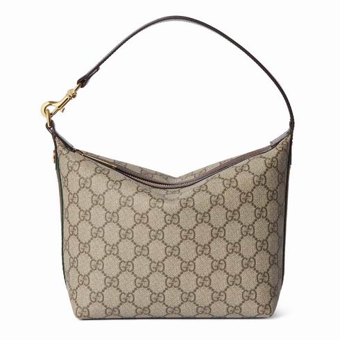 Gucci Ophidia Small GG Supreme Canvas Shoulder Bag in Beige and Ebony