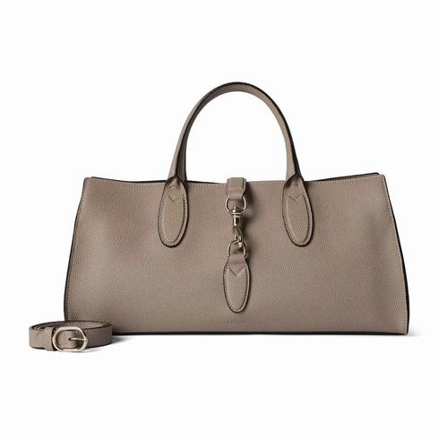Gucci Jackie East-West Top-Handle Bag in Taupe Grained Leather
