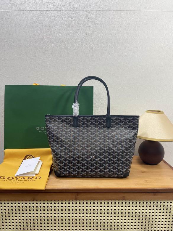 Goyard Artois PM Tote Bag in Black Goyardine Canvas with Top Handles