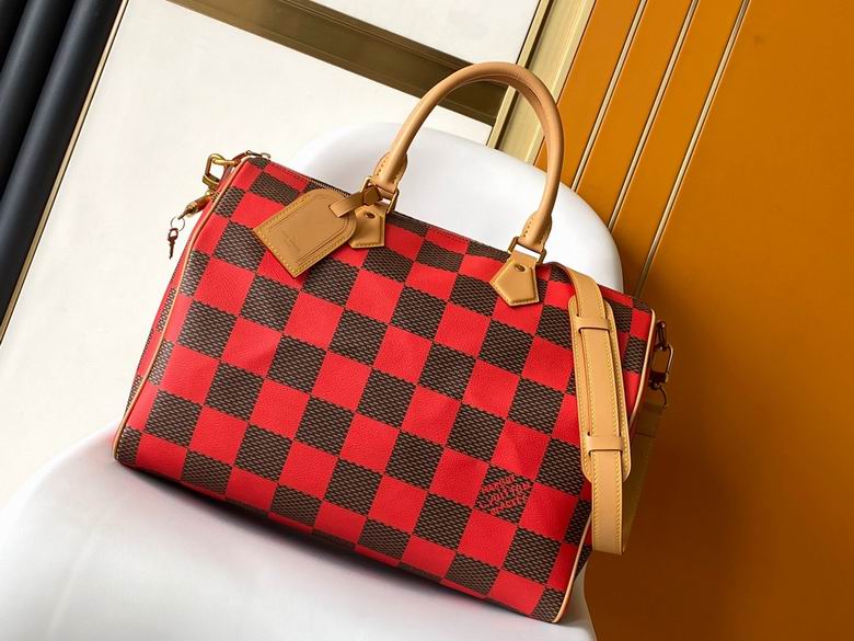 Louis Vuitton Speedy 40 Bandoulière Bag in Red Giant Damier Check Canvas