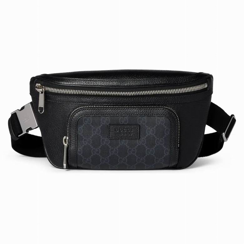 Gucci GG Black Belt Bag in Black GG Supreme Canvas and Leather