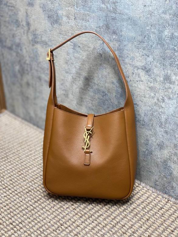 Saint Laurent Le 5 à 7 Small Hobo Shoulder Bag in Tan Grained Leather