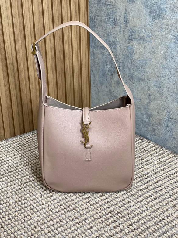 Saint Laurent Le 5 à 7 Small Hobo Shoulder Bag in Blush Pink Grained Leather
