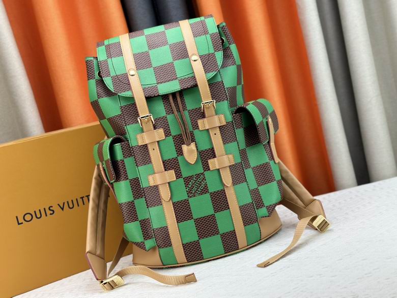 Louis Vuitton Christopher MM Backpack in Green Damier Pop Checkerboard Canvas