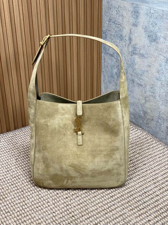 Saint Laurent Le 5 à 7 Supple Hobo Shoulder Bag in Beige Suede