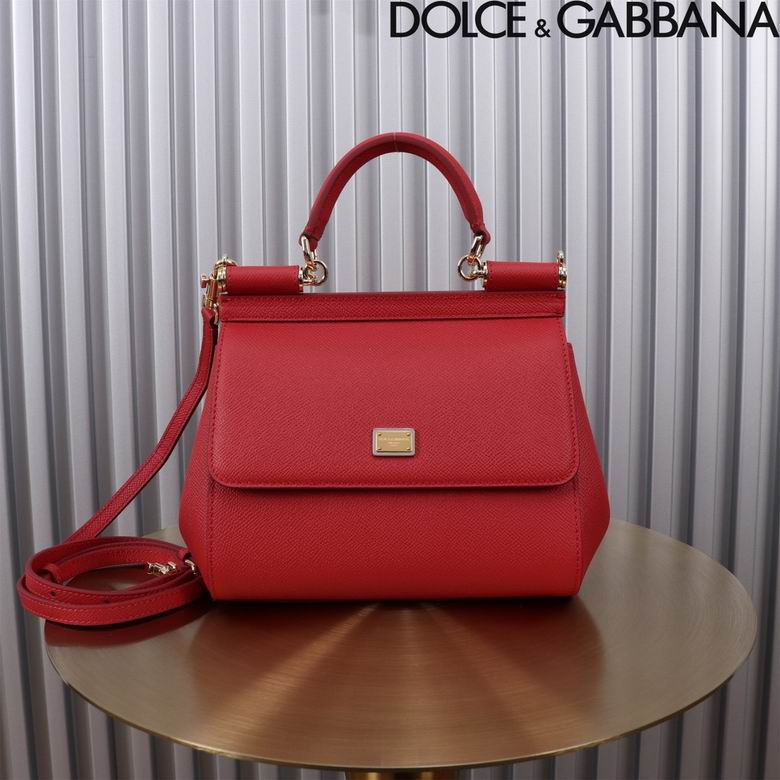 Dolce & Gabbana Sicily Mini Top-Handle Bag in Red Dauphine Calfskin