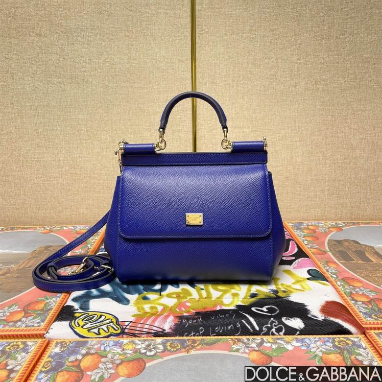Dolce & Gabbana Sicily Mini Top-Handle Bag in Royal Blue Dauphine Leather