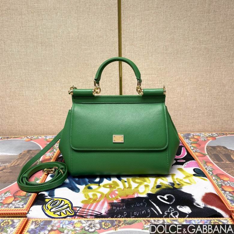 Dolce & Gabbana Sicily Mini Top-Handle Bag in Green Dauphine Leather