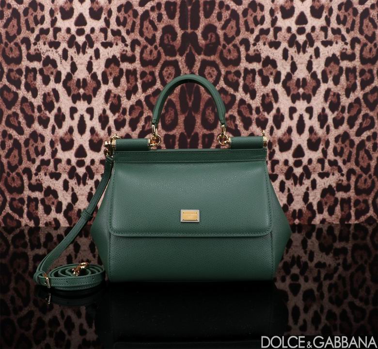 Dolce & Gabbana Sicily Mini Top-Handle Bag in Dark Green Dauphine Leather