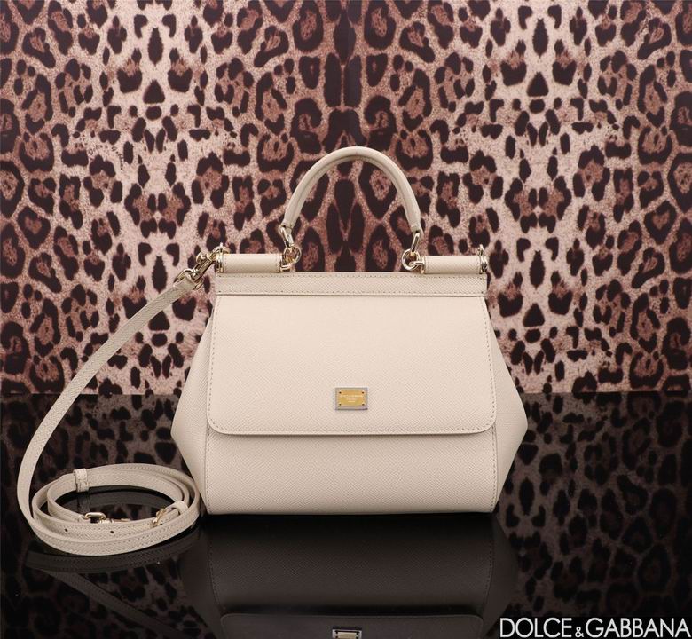 Dolce & Gabbana Sicily Mini Top-Handle Bag in Cream Dauphine Leather