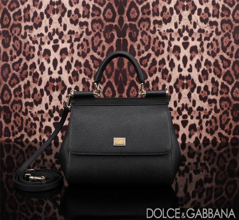 Dolce & Gabbana Sicily Mini Top-Handle Bag in Black Dauphine Leather