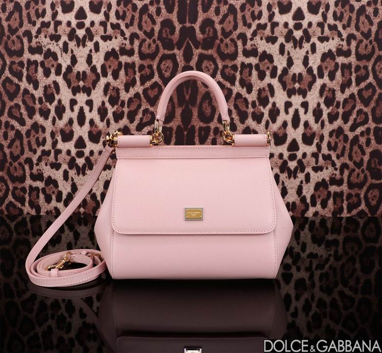 Dolce & Gabbana Sicily Small Top-Handle Bag in Light Pink Dauphine Leather