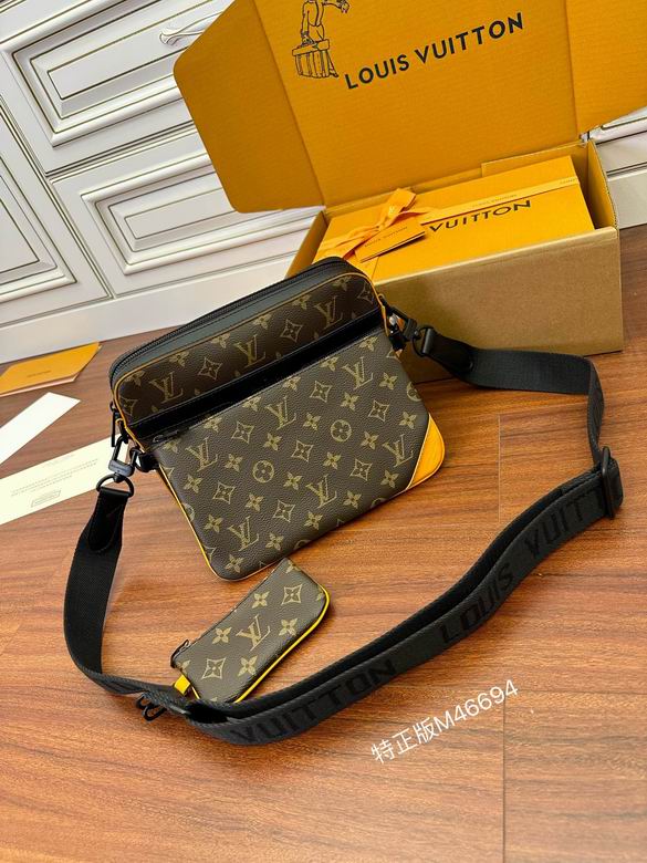 Louis Vuitton Trio Messenger Crossbody Bag in Monogram Canvas with Yellow Trim