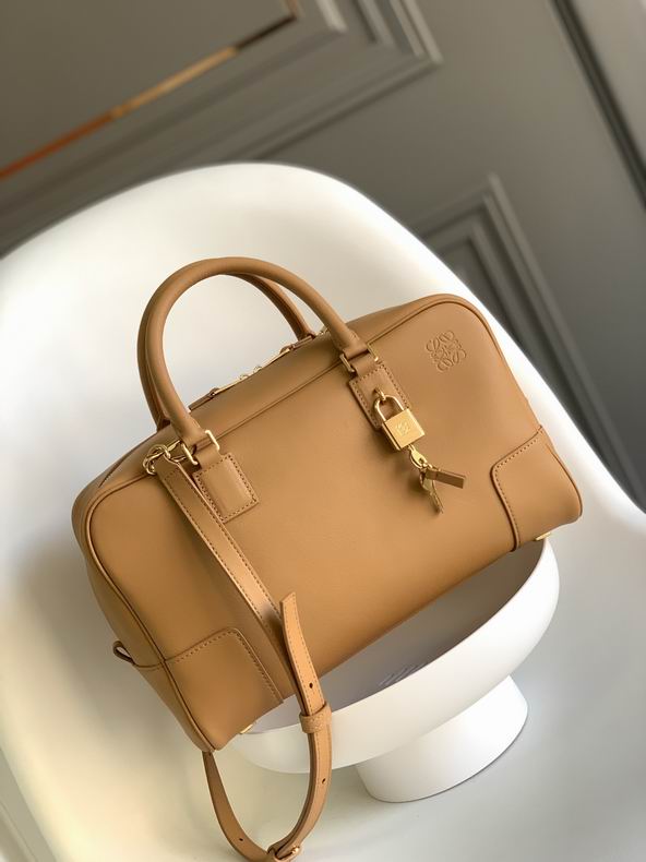 Loewe Amazona 28 Top-Handle Bag in Tan Smooth Calfskin Leather