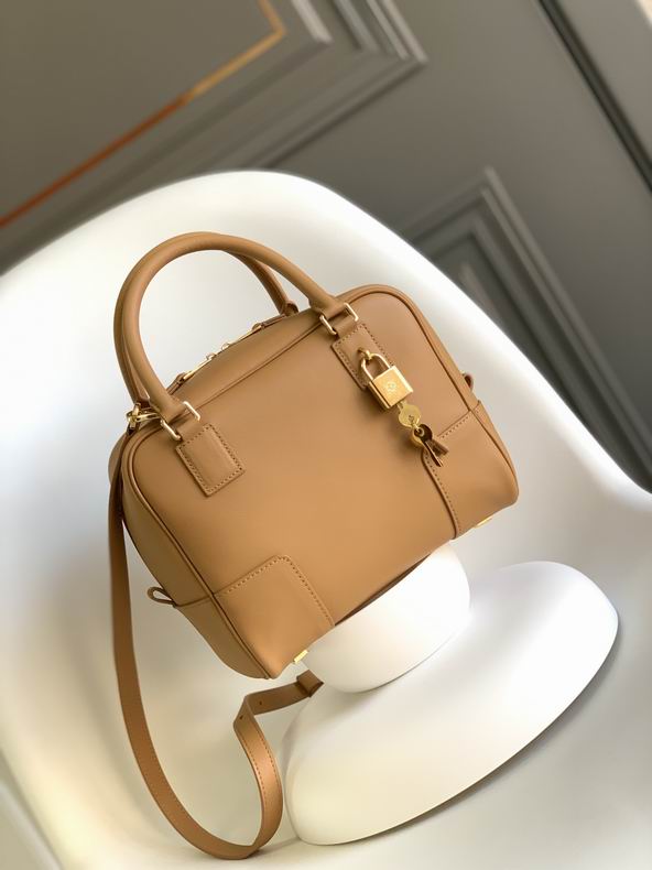 Loewe Amazona 19 Top-Handle Bag in Tan Smooth Calfskin Leather