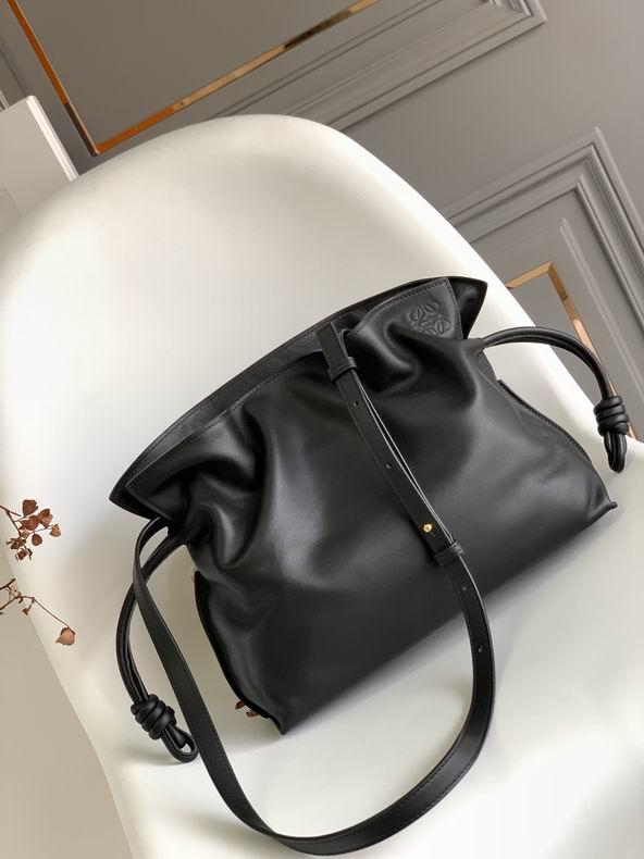 Loewe Flamenco Clutch-Style Crossbody Bag in Black Smooth Leather