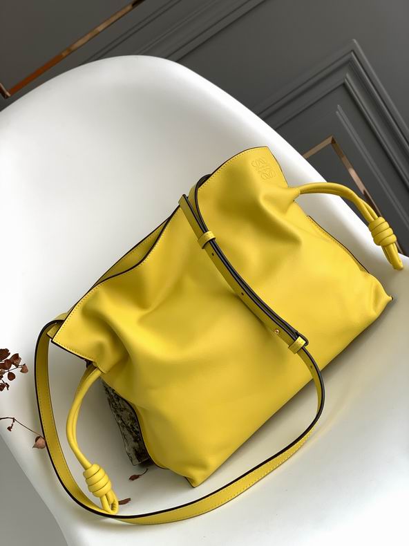 Loewe Flamenco Clutch Shoulder Bag with Knotted Handles in Yellow Leather