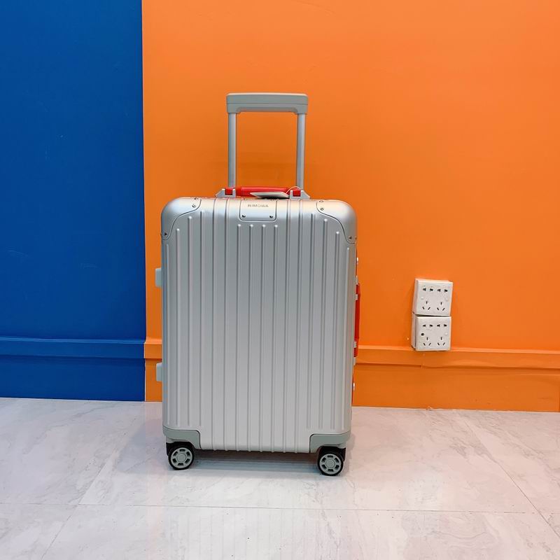 Rimowa Original Cabin 21-Inch Aluminium Suitcase in Silver with Red Accents