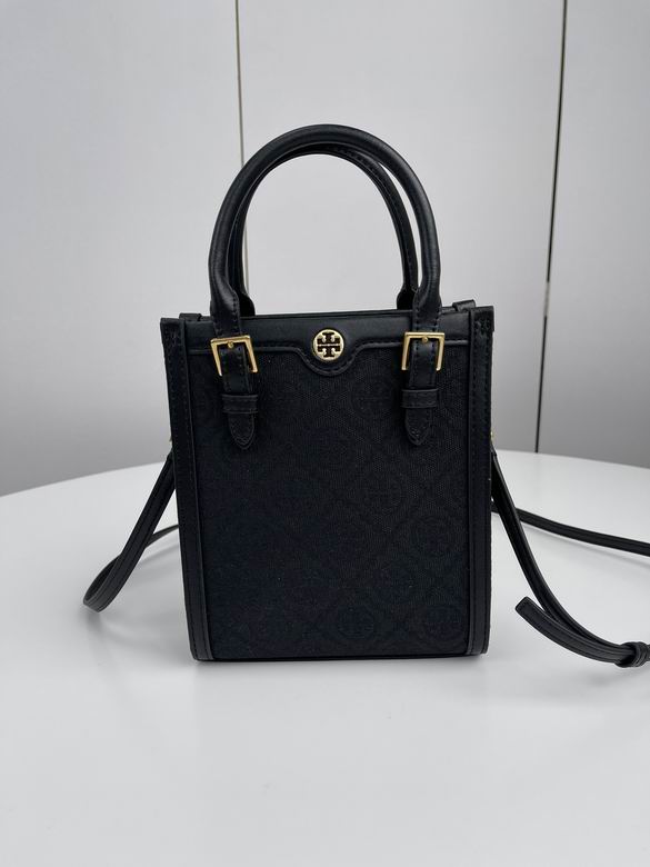 Tory Burch T Monogram Mini Tote Crossbody Bag in Black Jacquard