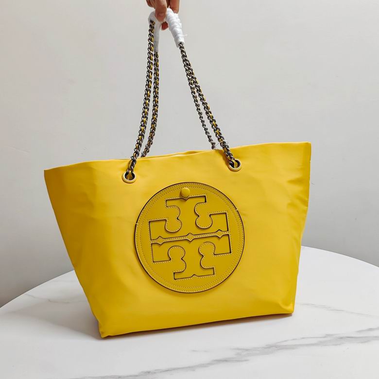 Tory Burch Ella Chain-Strap Tote Bag in Yellow Nylon with Double T Logo