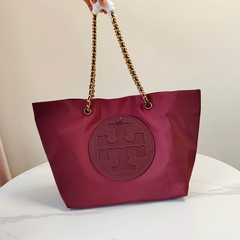 Tory Burch Ella Chain-Handle Tote Bag in Burgundy Nylon