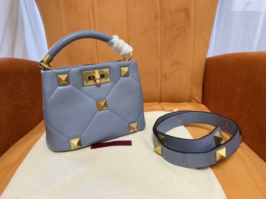 Valentino Roman Stud Small Top-Handle Bag in Powder Blue Quilted Nappa Leather