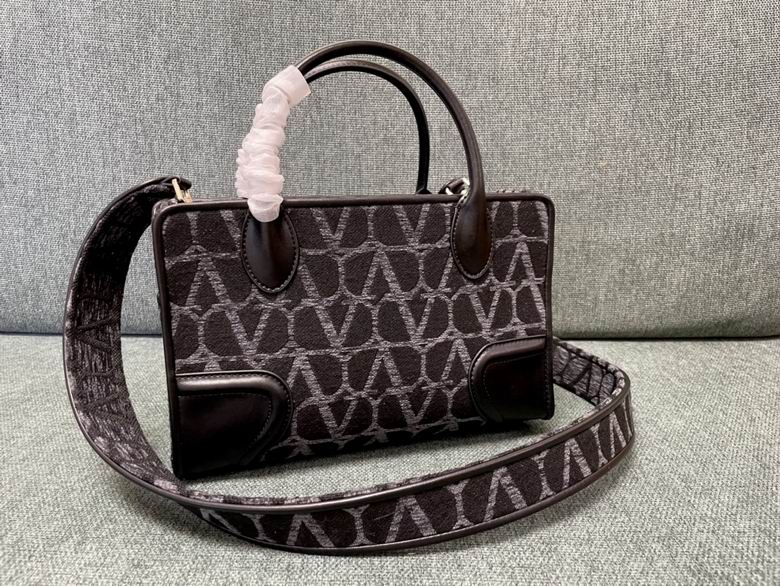 Valentino Toile Iconographe Small Tote Bag in Black Grey Jacquard with Strap
