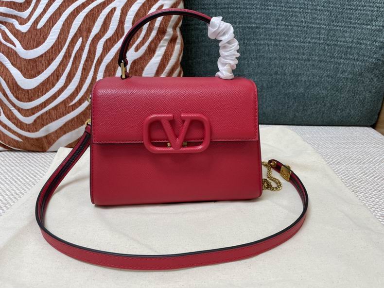 Valentino VSling Small Top-Handle Bag in Red Grainy Calfskin Leather