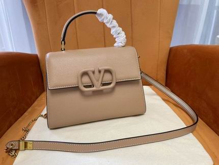 Valentino Garavani VSling Top-Handle Bag in Beige Grained Leather