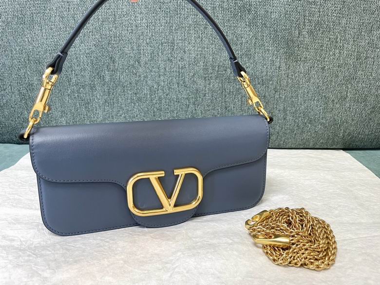 Valentino Garavani Locò Small Shoulder Bag in Slate Blue Leather
