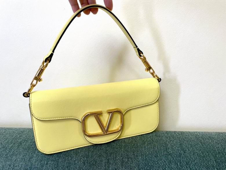Valentino Garavani Locò Small Shoulder Bag in Pastel Yellow Calfskin