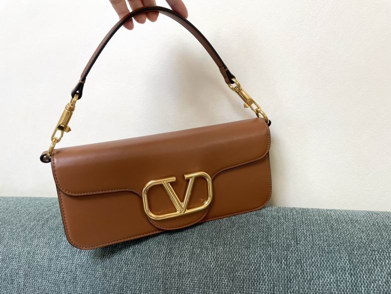 Valentino Garavani Locò Shoulder Bag in Tan Leather with Gold VLogo