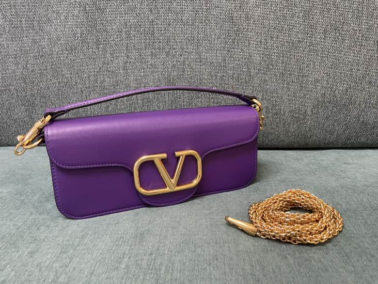 Valentino Garavani Locò Small Shoulder Bag in Purple Calfskin Leather