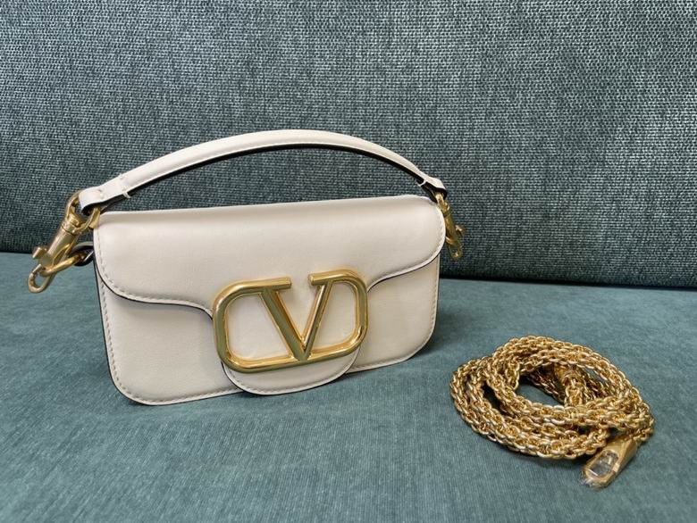 Valentino Garavani Locò Small Shoulder Bag in Ivory Calfskin Leather