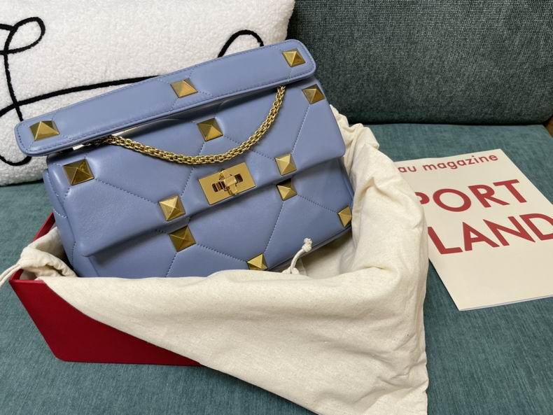 Valentino Roman Stud Large Shoulder Bag in Periwinkle Blue Quilted Nappa