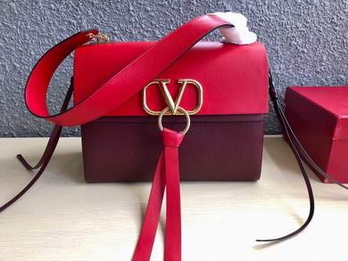 Valentino Garavani VRING Shoulder Bag in Red and Burgundy Leather