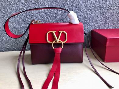 Valentino Garavani VRING Shoulder Bag in Red and Burgundy Leather