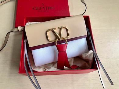 Valentino Garavani VRING Shoulder Bag in Beige, White and Red Colorblock Leather