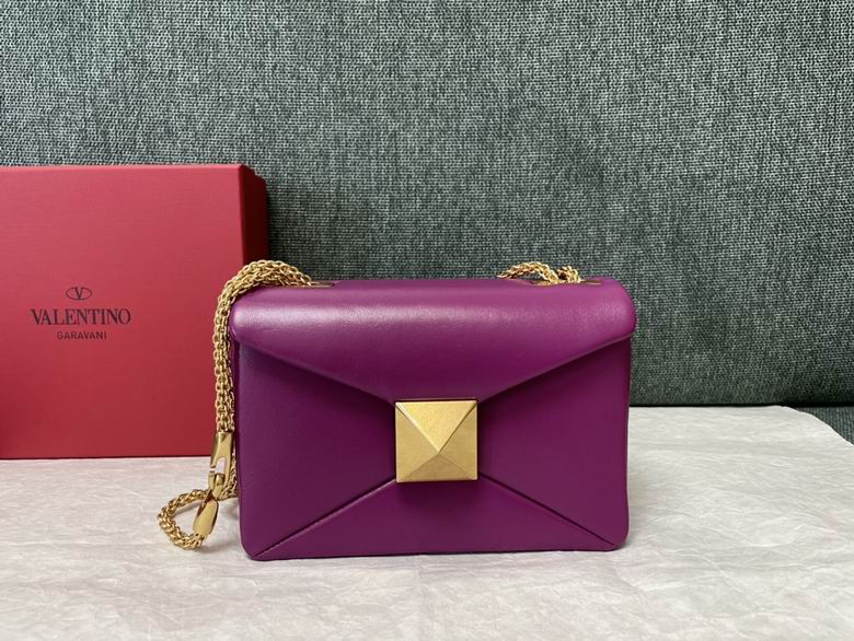 Valentino Garavani One Stud Small Chain Shoulder Bag in Purple Nappa Leather
