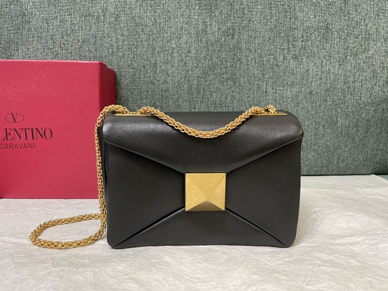 Valentino Garavani One Stud Small Chain Shoulder Bag in Black Nappa Leather