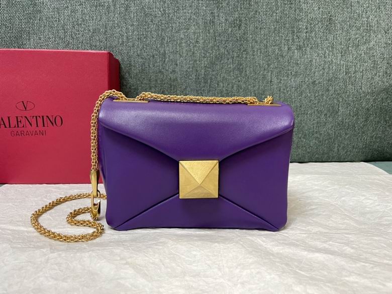 Valentino Garavani One Stud Small Nappa Leather Chain Shoulder Bag in Purple