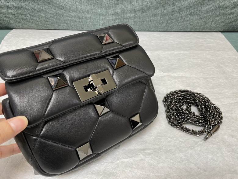 Valentino Roman Stud Mini Shoulder Bag in Black Quilted Nappa Leather