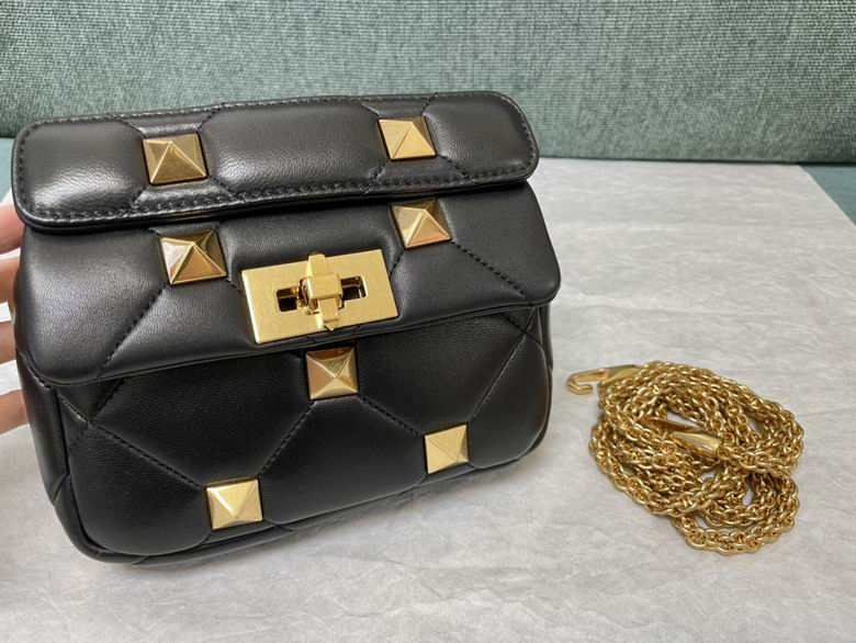 Valentino Roman Stud Mini Shoulder Bag in Black Quilted Nappa Leather