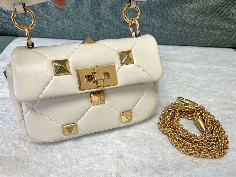 Valentino Roman Stud Mini Shoulder Bag in Ivory Quilted Nappa Leather