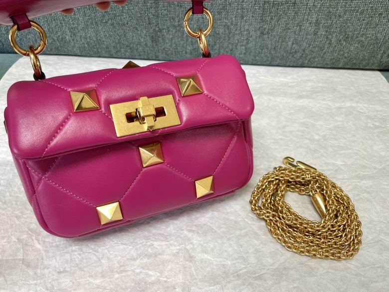 Valentino Roman Stud Mini Shoulder Bag in Fuchsia Quilted Nappa Leather