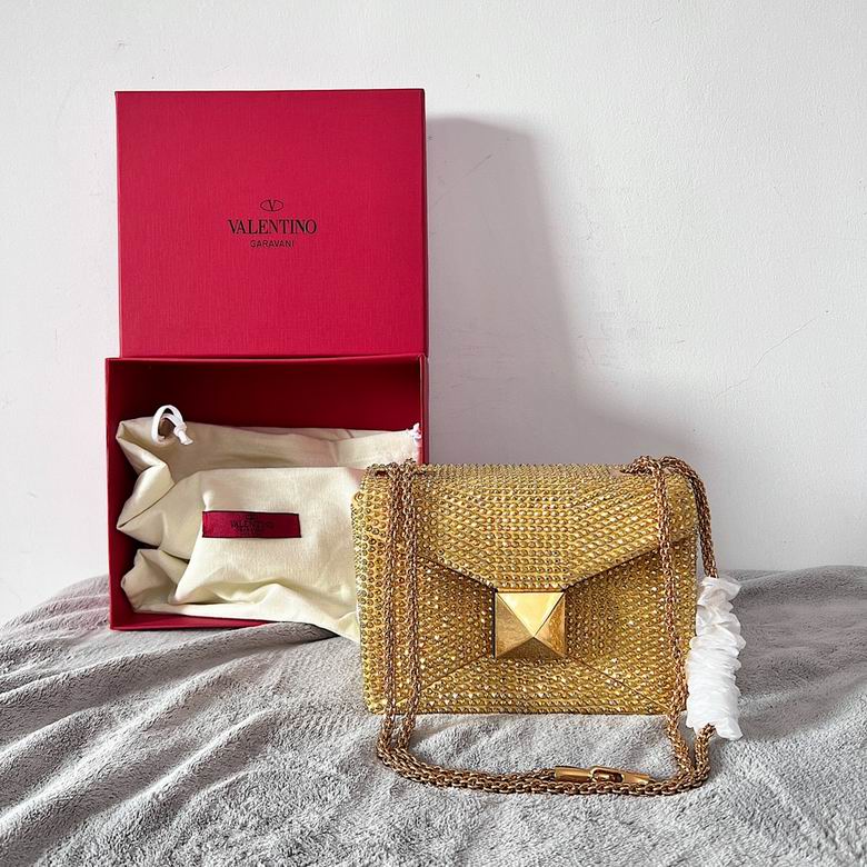 Valentino Garavani One Stud Small Chain Shoulder Bag in Gold Crystals