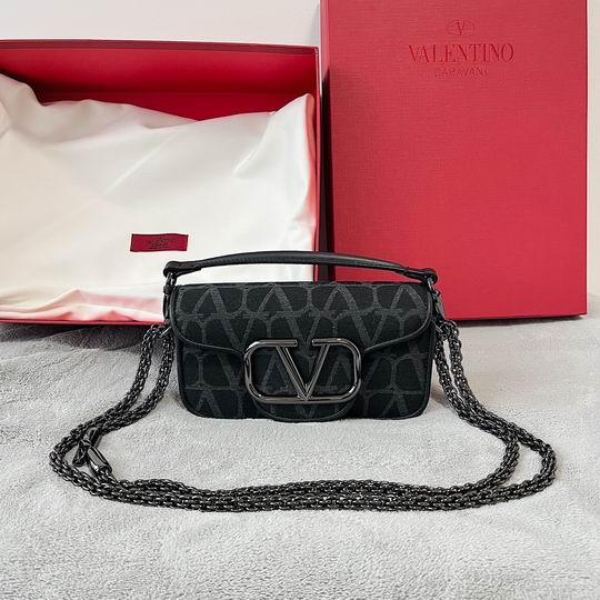 Valentino Garavani Locò Small Shoulder Bag in Black Toile Iconographe