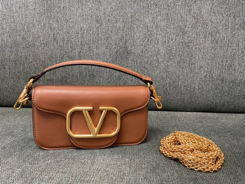 Valentino Garavani Locò Small Shoulder Bag in Tan Brown Leather