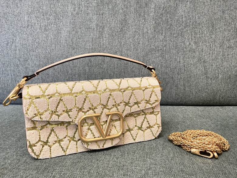 Valentino Locò Large Shoulder Bag in Blush Pink Toile Iconographe Beading
