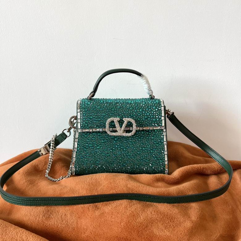 Valentino Garavani VSling Mini Top-Handle Bag in Emerald Green Crystals